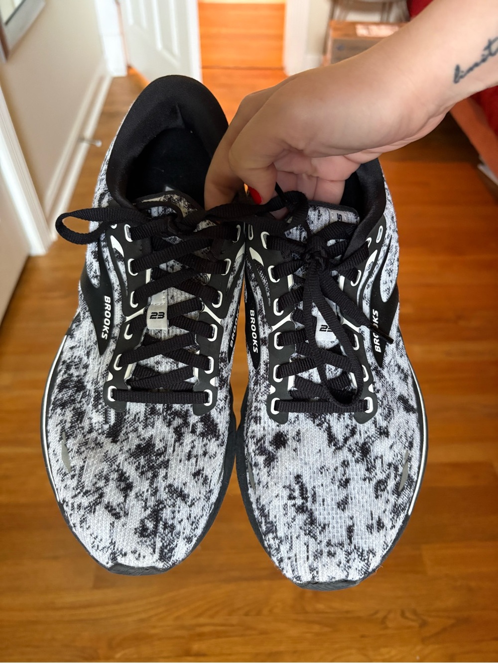 Brooks Running Black and White Knit Sneakers